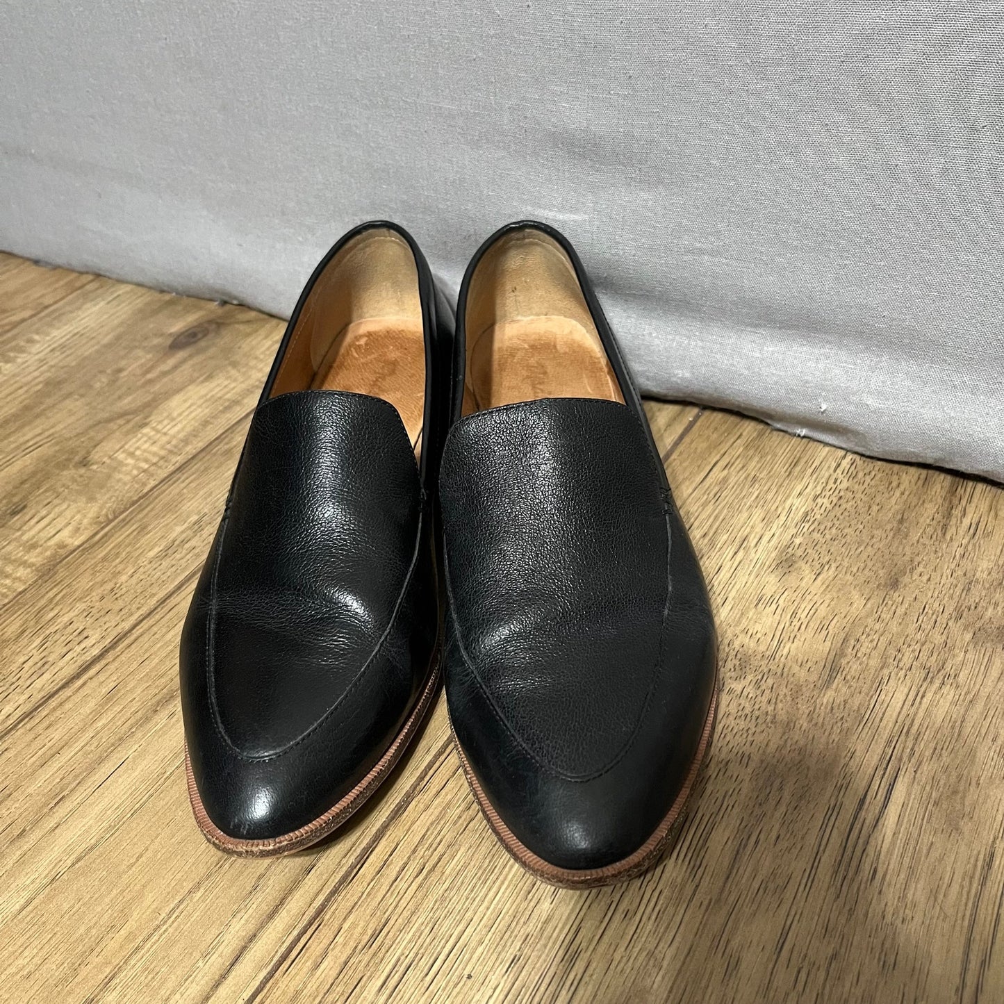 Madewell Black Leather Pointy Toe Flat Loafers Sz-10