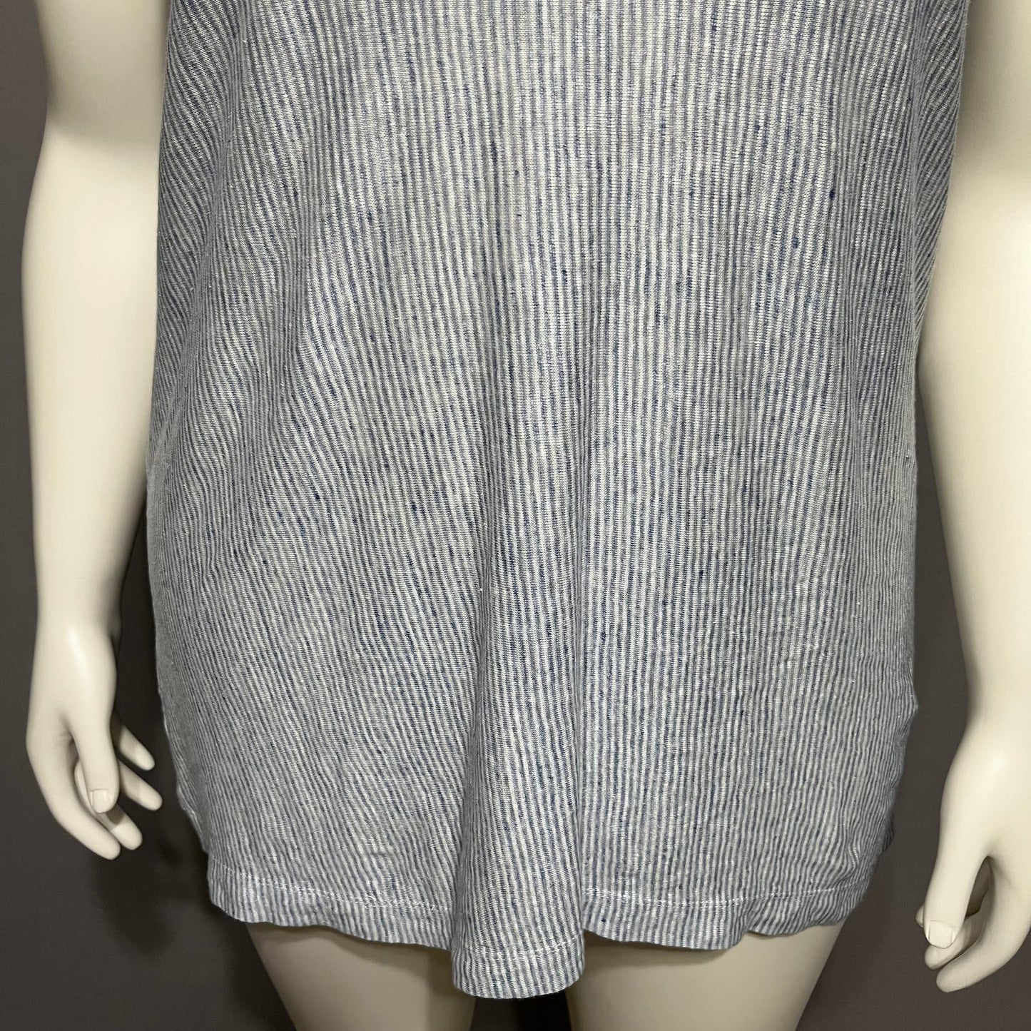 Christian Siriano Blue Striped 100% Linen Tank Top Sz-1X