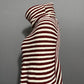 Striped Maroon Turtleneck Pullover Poncho Fringed Sweater Sz-One Size