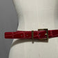 Belto Vintage Red Embossed  Textured Genuine Leather Belt Sz-Medium