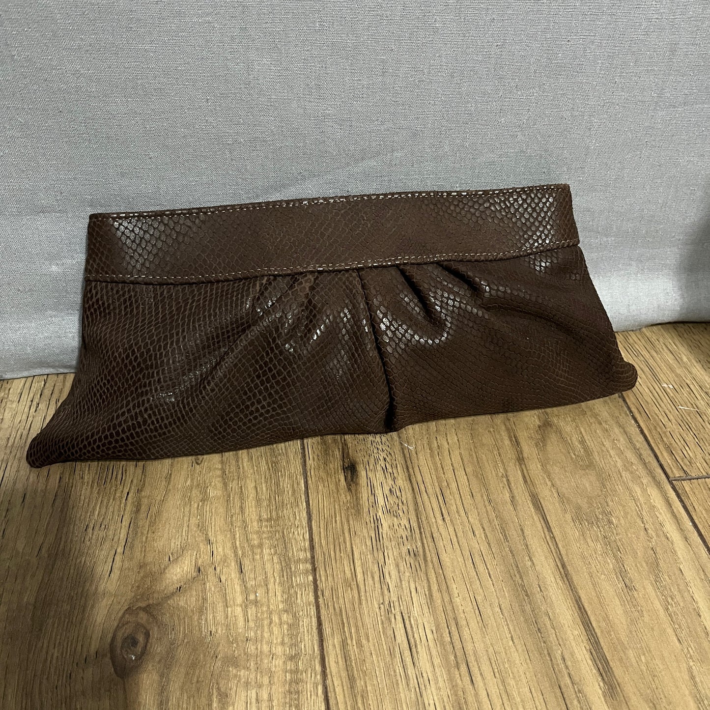 Lauren Merkin Chocolate Leather Clutch Handbag