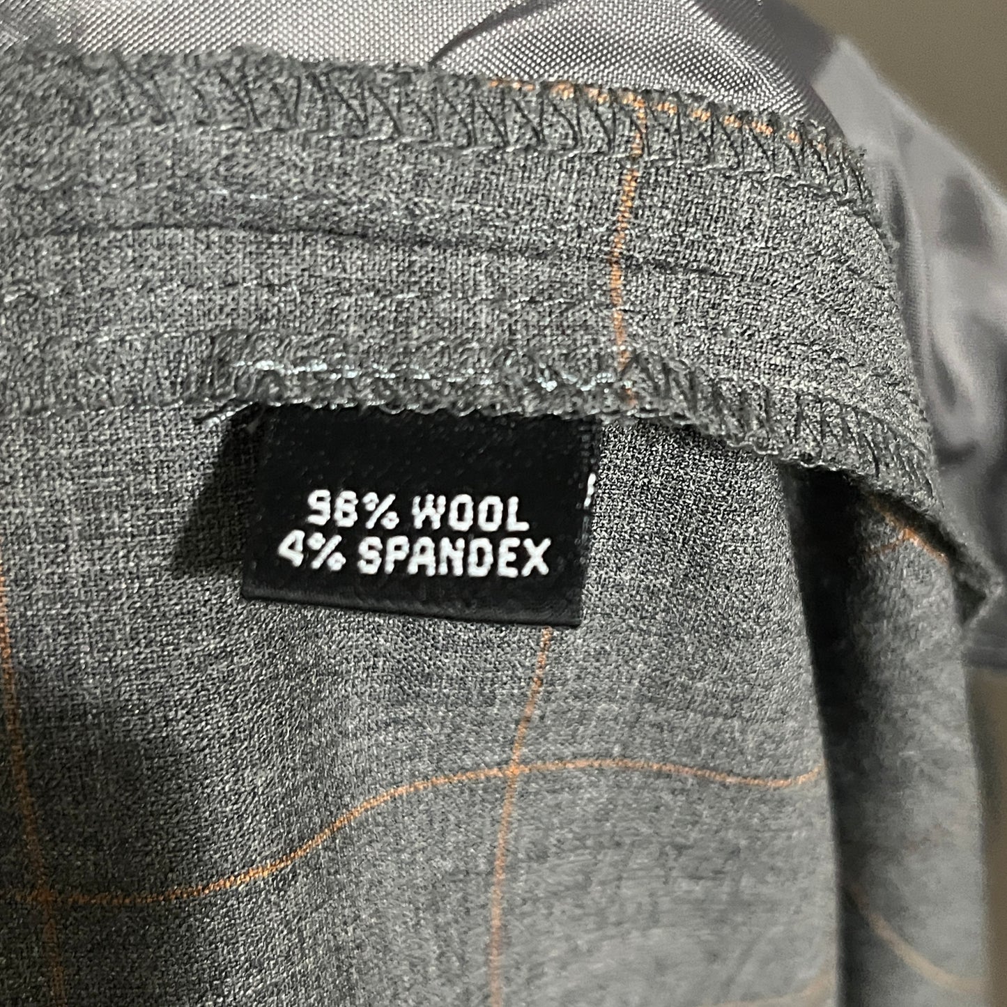 Linda Allard Ellen Tracy Gray Wool Orange Windowpane Print Pants Sz-14