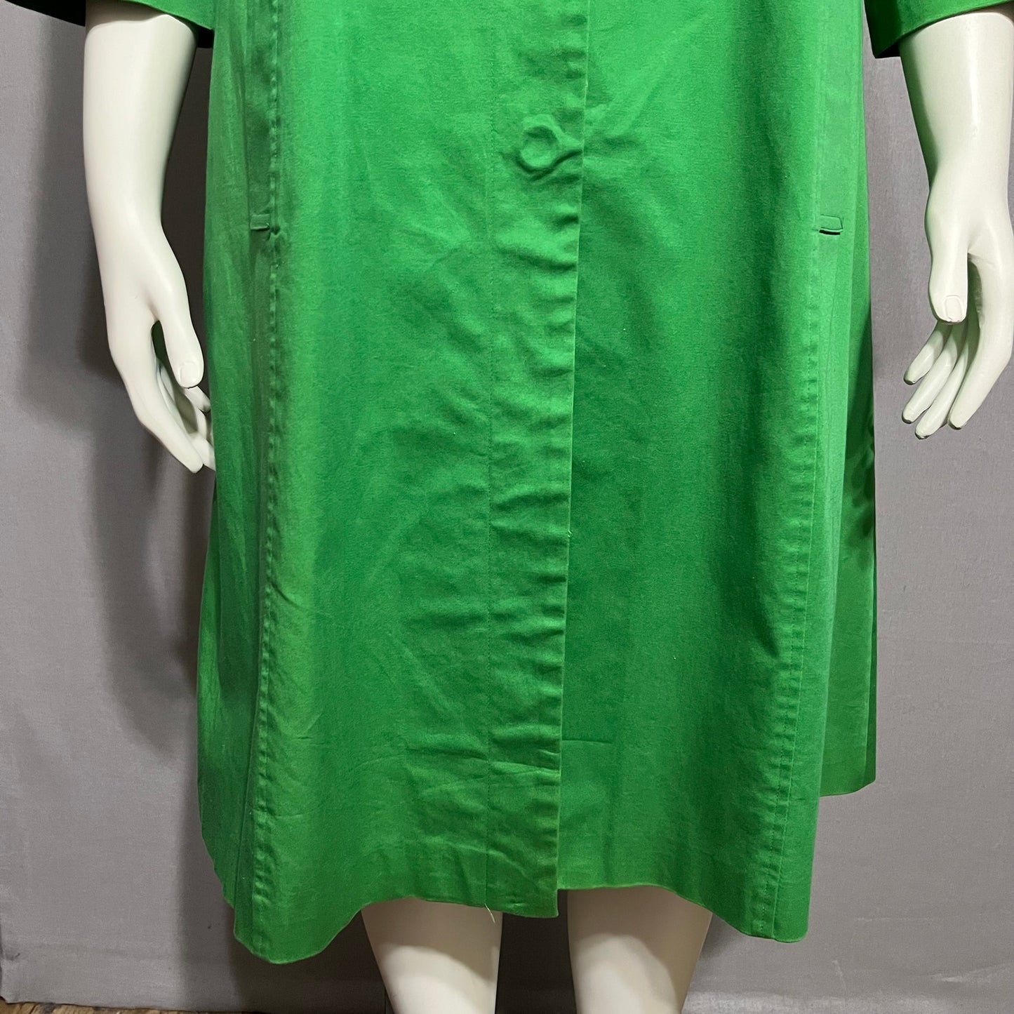 Newport News Green Cotton Swing Midi Length Rain Jacket Sz-14 (Large)