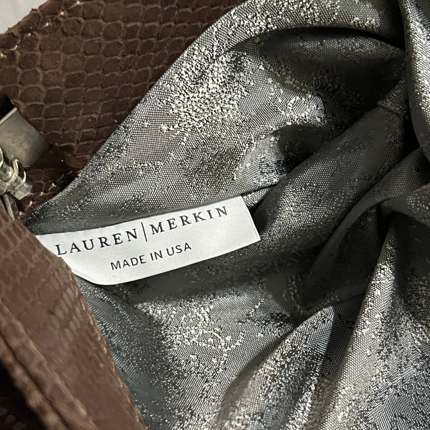 Lauren Merkin Chocolate Leather Clutch Handbag