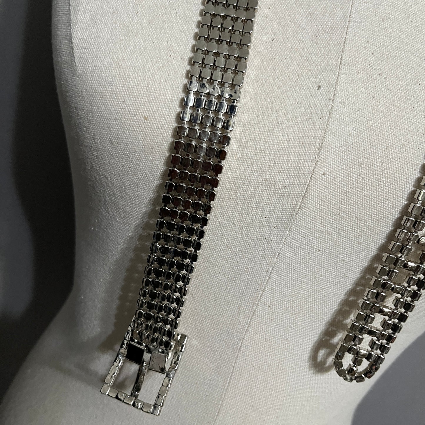 Neiman Marcus Silver Rhinestone Sparkle  Belt Sz-Med/Lg