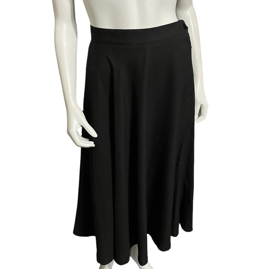 Vintage Russ Rayon Blend Black Circle Lightweight Midi Skirt Sz-8