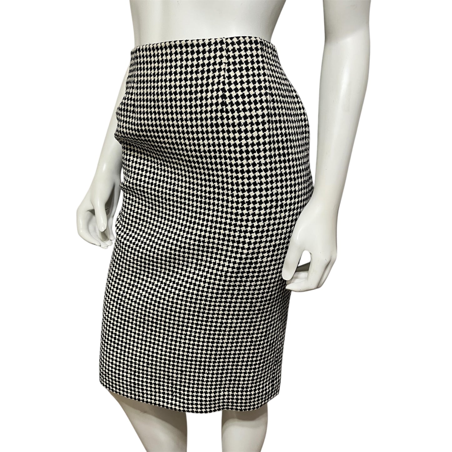 Carlisle Houndstooth Pencil Knee Length Wool Skirt Sz-6