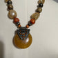 Autumn Beaded Pendant Necklace with Amber and Brown Tones