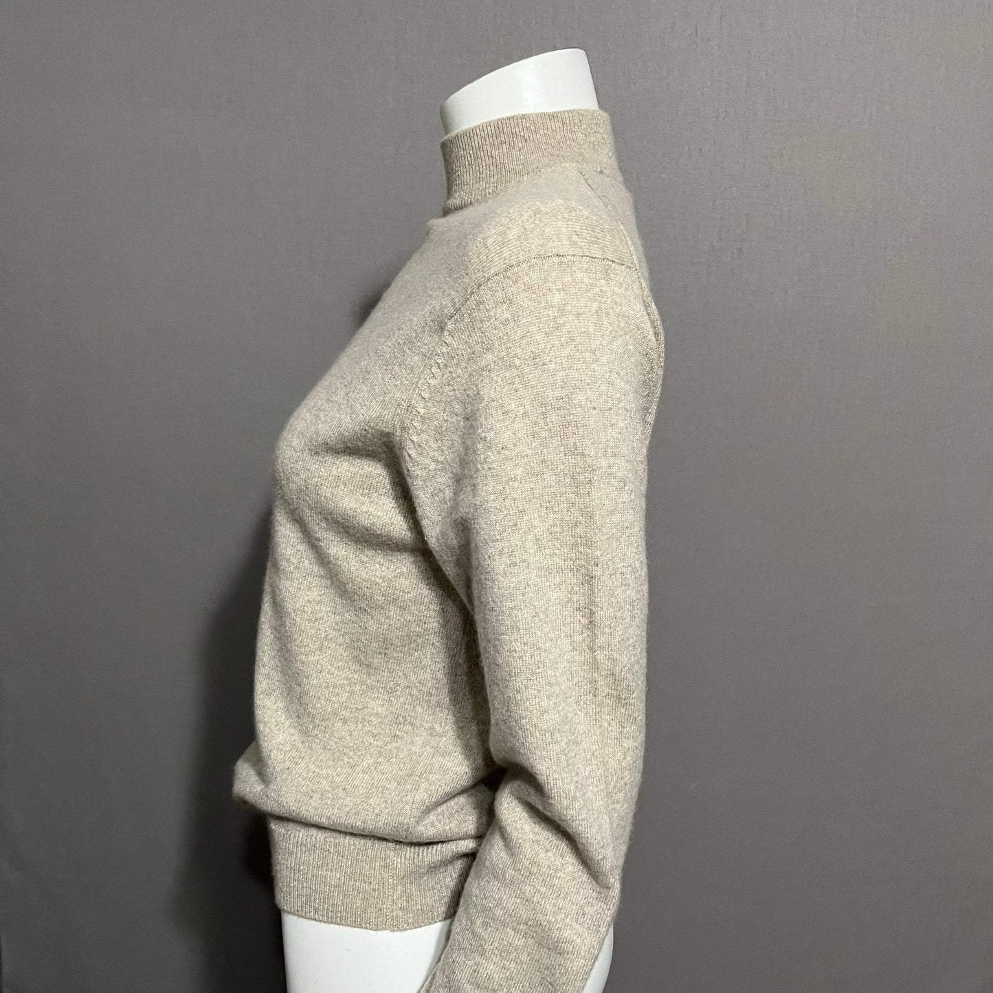 Glen Lyon Taupe Neutral Mock Neck 100% Cashmere Sweater Sz-Small Petite