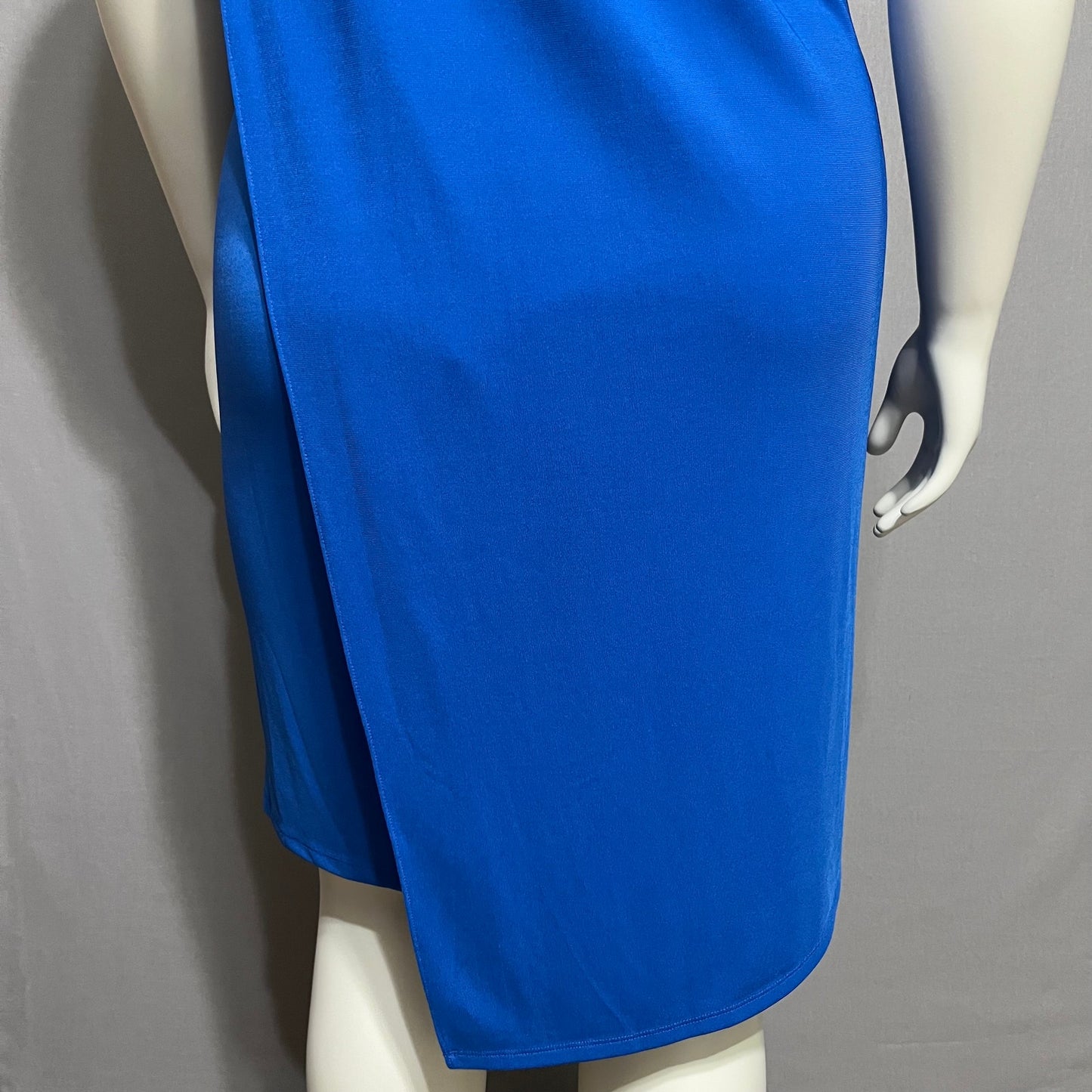 Worthington Blue Sleeveless Fitted Knit Overlay Shell Dress Sz-XL