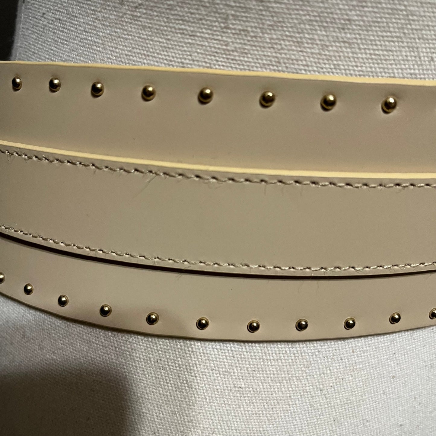 Loft Genuine Leather Cream Gold Studded Wide Belt Sz-Medium/Large