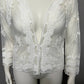 Belle France Sheer White Mesh Lace Embroidery Open Shrug Sz-Large