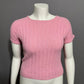 Vintage Pink Pearl Beaded Lightweight Short Sleeve Sweater Sz-Small/Med