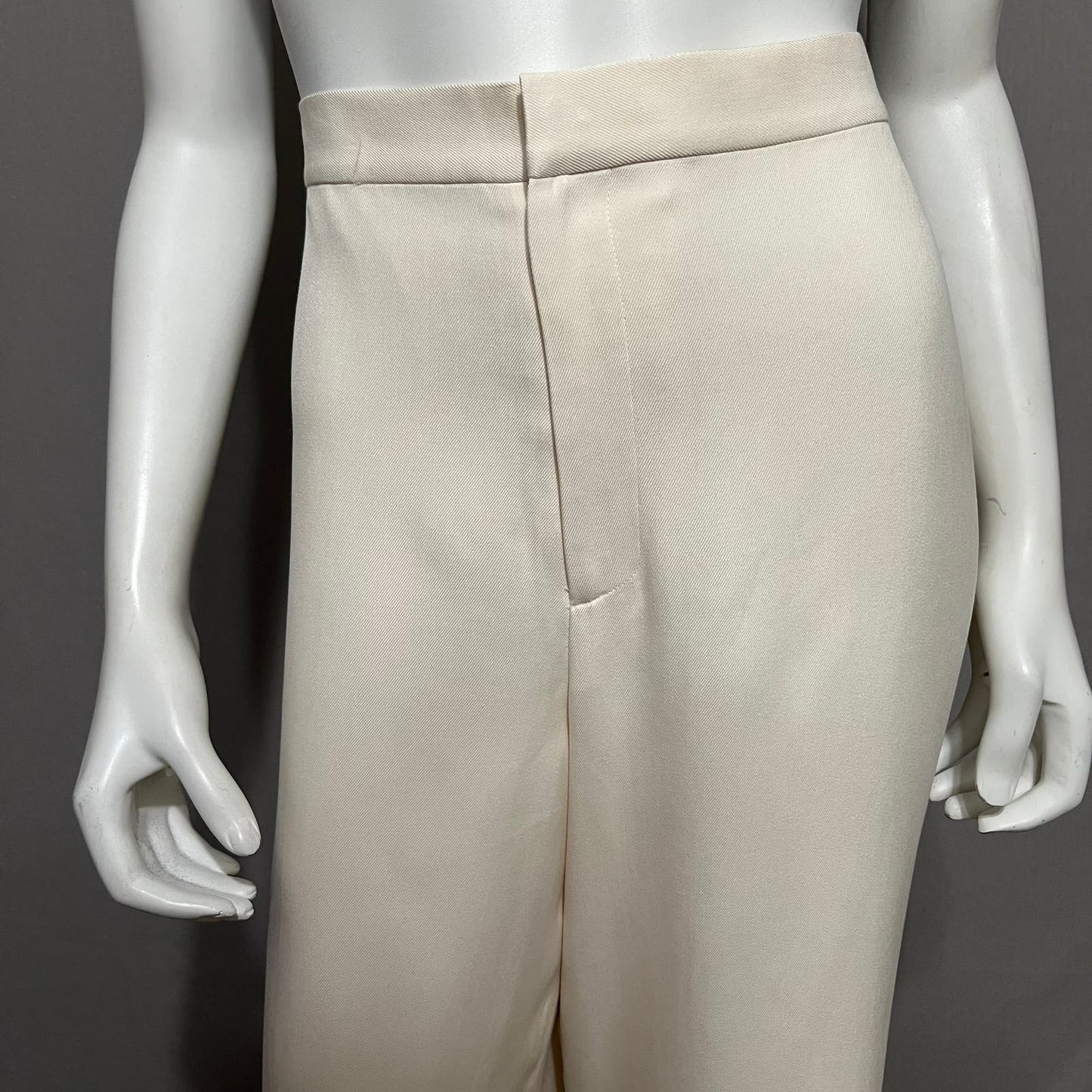 Lauren Ralph Lauren Cream 100% Silk Wide Leg Trousers Sz-12