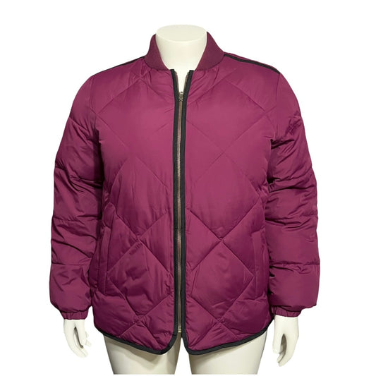 Lands End Pink Puffer Zip Up Bomber Quilted Jacket Sz-XL (18)