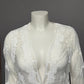 Belle France Sheer White Mesh Lace Embroidery Open Shrug Sz-Large