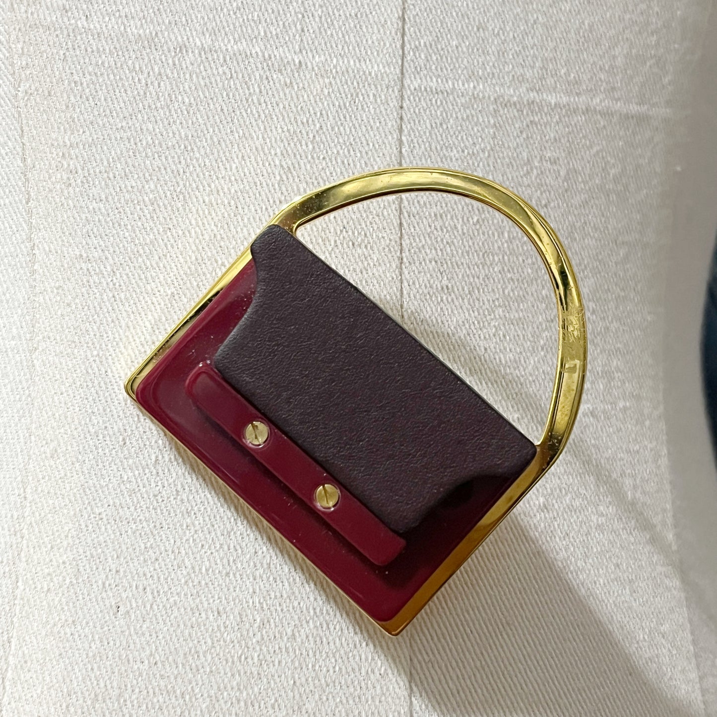 Marni Burgundy Mini Purse Handbag Brooch Pin