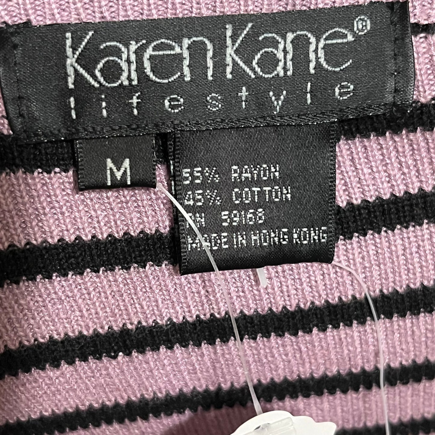 Karen Kane Lavender Striped Cotton Blend Knit Button Front Cardigan Sz-Medium