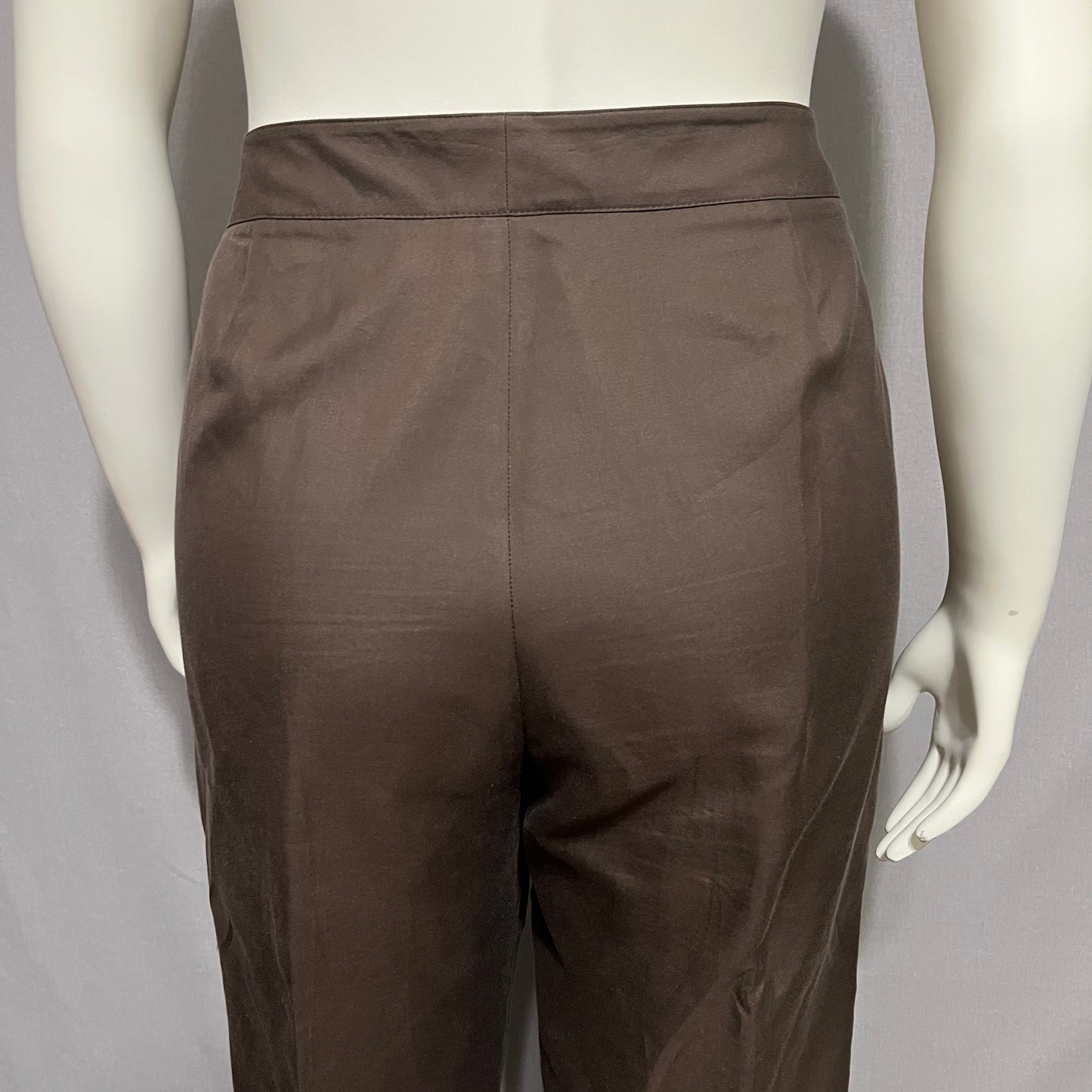 Kate Hill Chocolate Silk Cotton Trousers Career Pant Sz-16