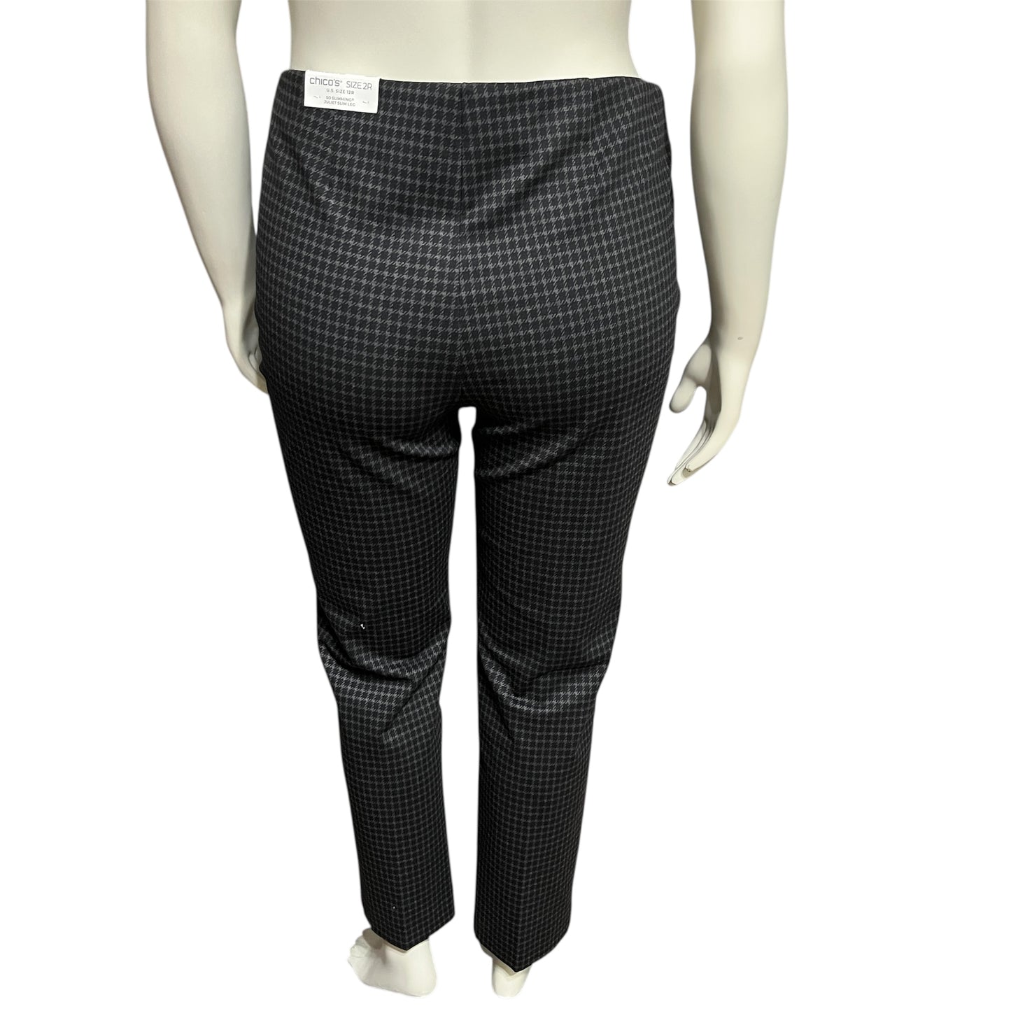 Chico's Elegant Black Slimming Check Print Ankle Pant Sz-2R