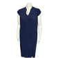 J. McLaughlin Navy Accordion Pleated Flutter Sleeve Midi Dress Sz-Medium