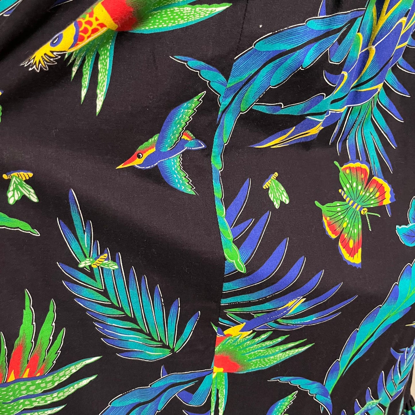 Neiman Marcus Vintage Parrot Artsy Print Cotton Dress Sz-Large