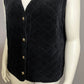 Liz & Co Quilted Black Velvet Button Front Vest Sz-Lg/XL