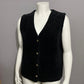 Liz & Co Quilted Black Velvet Button Front Vest Sz-Lg/XL