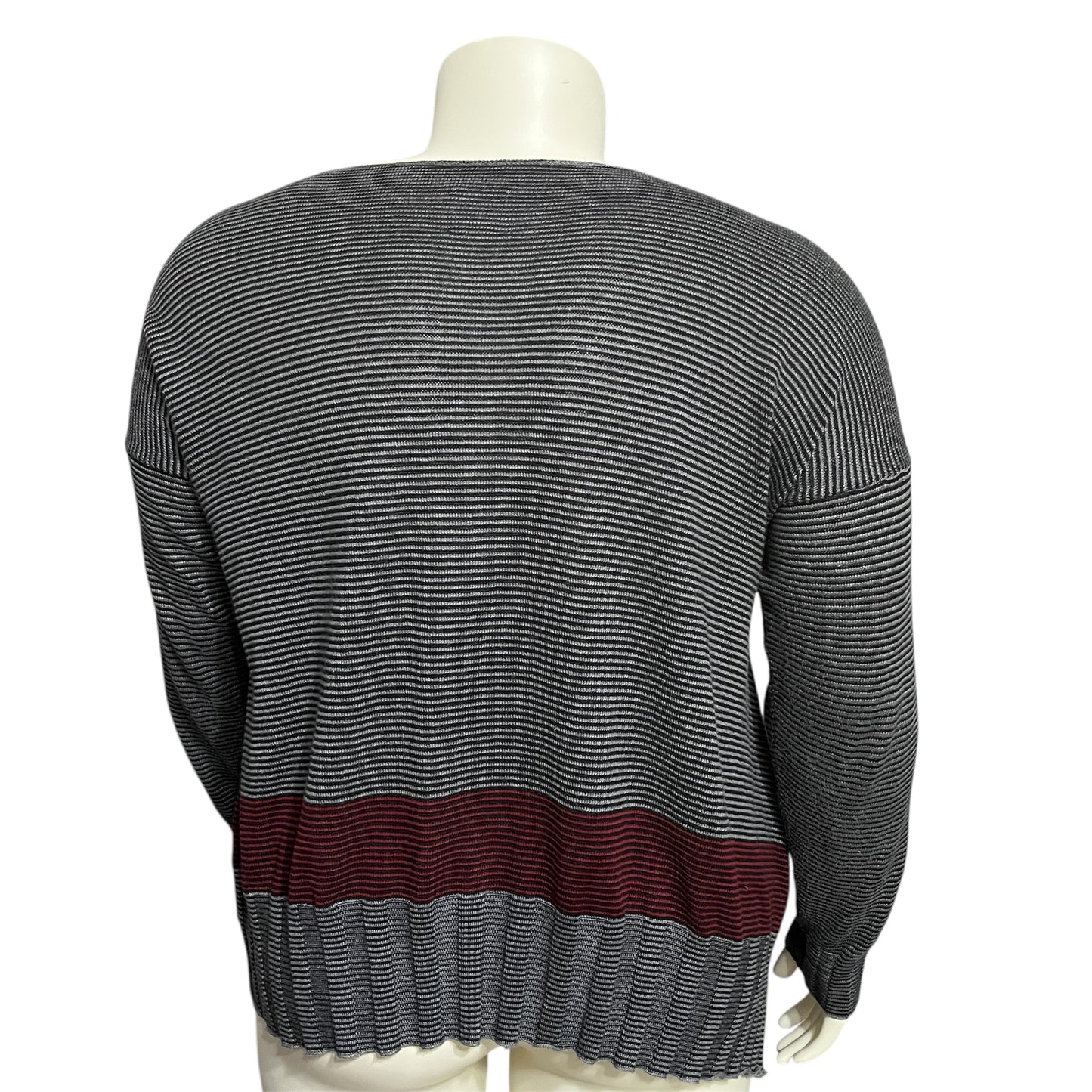 Planet Striped Gray Striped Pima Cotton Boatneck Sweater One Size