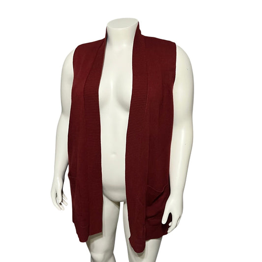 Croft & Barrow Maroon Open Front Sleeveless Cardigan Vest Sz-2X