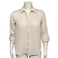 Elle Blush Pink Scalloped Button Front Career Long Sleeve Blouse Sz-Medium