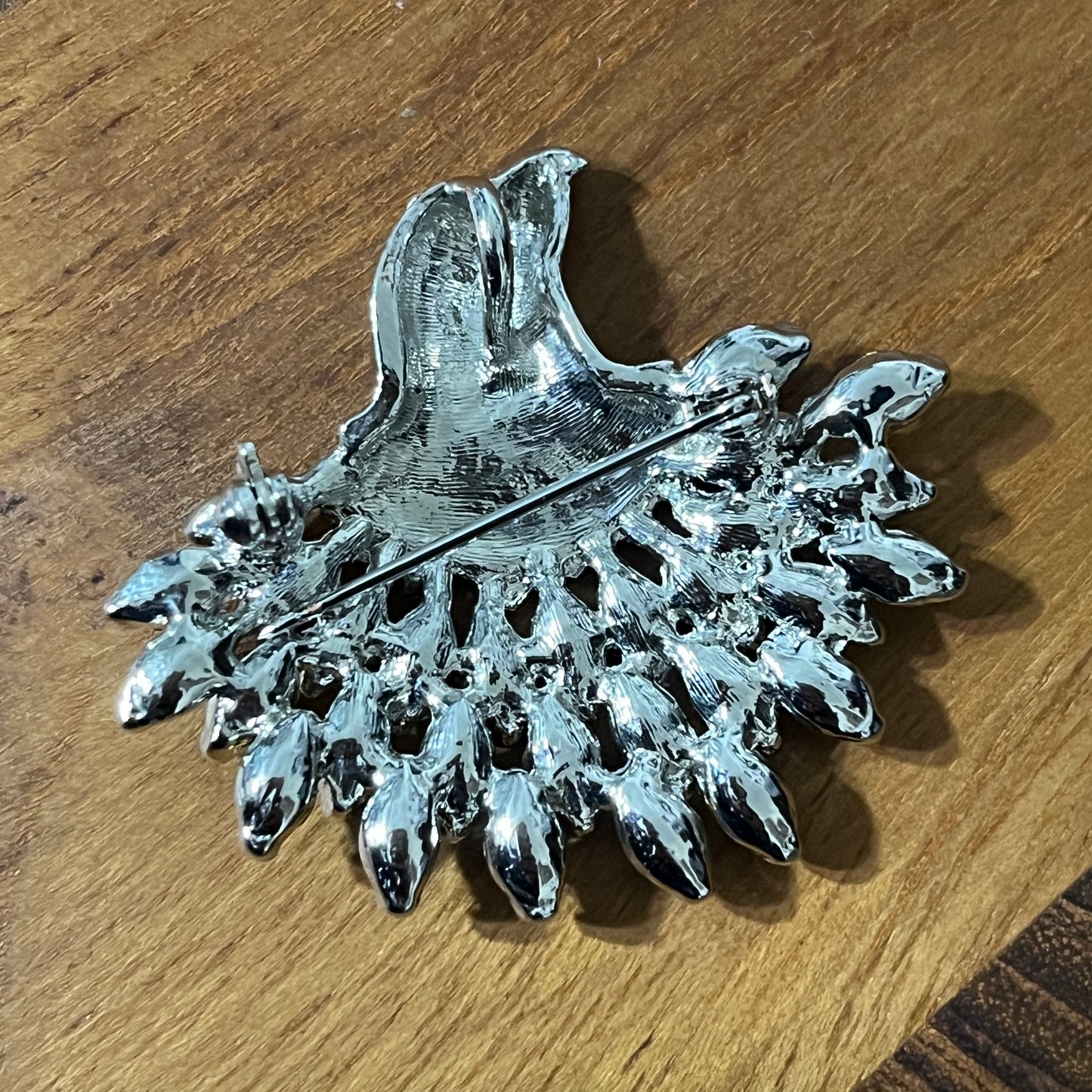 Eagle Patriotic Silver, Red, and Blue Crystal Brooch