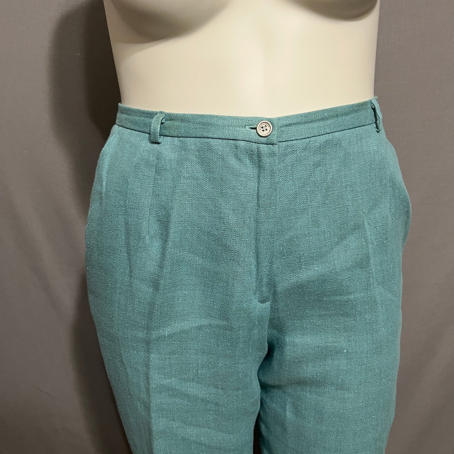 Doncaster Mint Women’s Green 100% Linen 2 Pc Pant Suit-LARGE