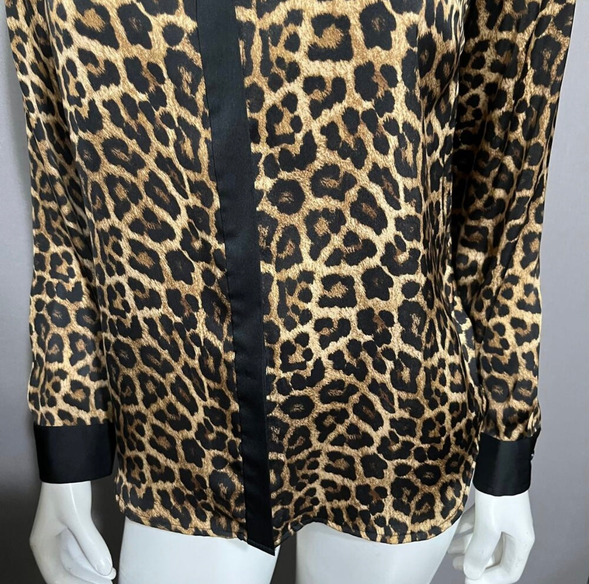 Michael Kors Cheetah Print Satin Blouse Sz- Medium Petite