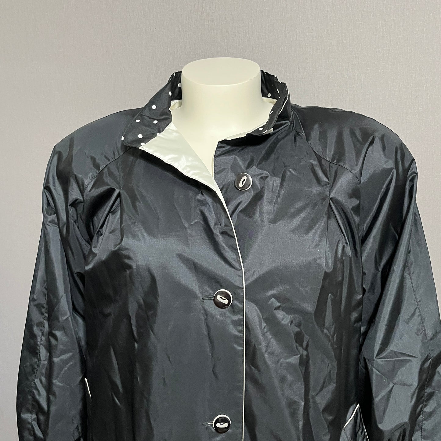 Worthington Black and White Polka Dot Rain Jacket Sz-18W