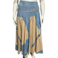 Vintage 80s Suzelle Denim Cotton Tan Pleated Drop Waist Maxi Skirt Sz-12