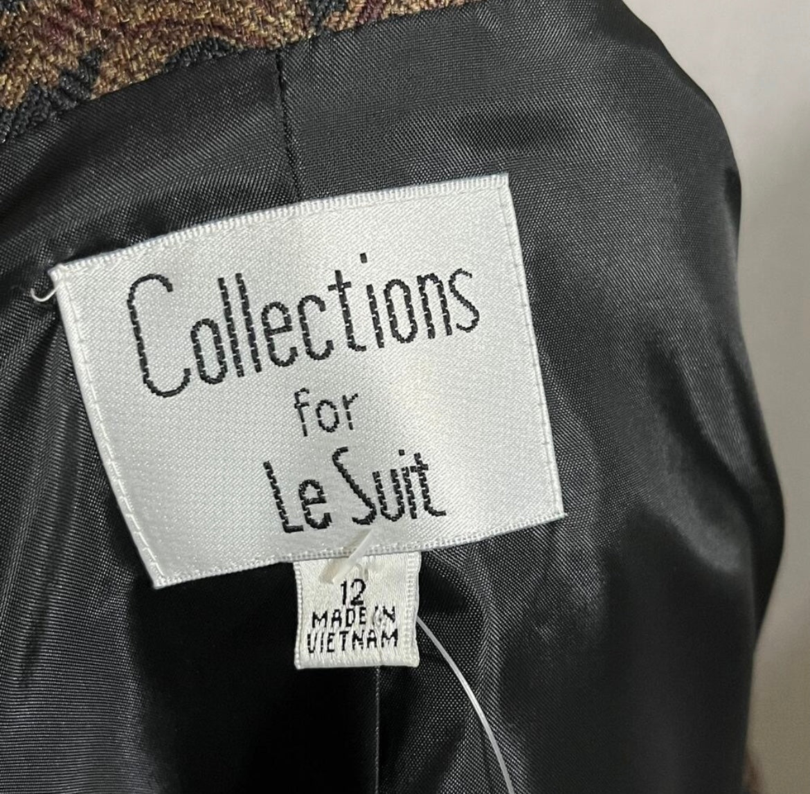 Collections For Le Suit Brown Paisley 3 Button Blazer Sz-12