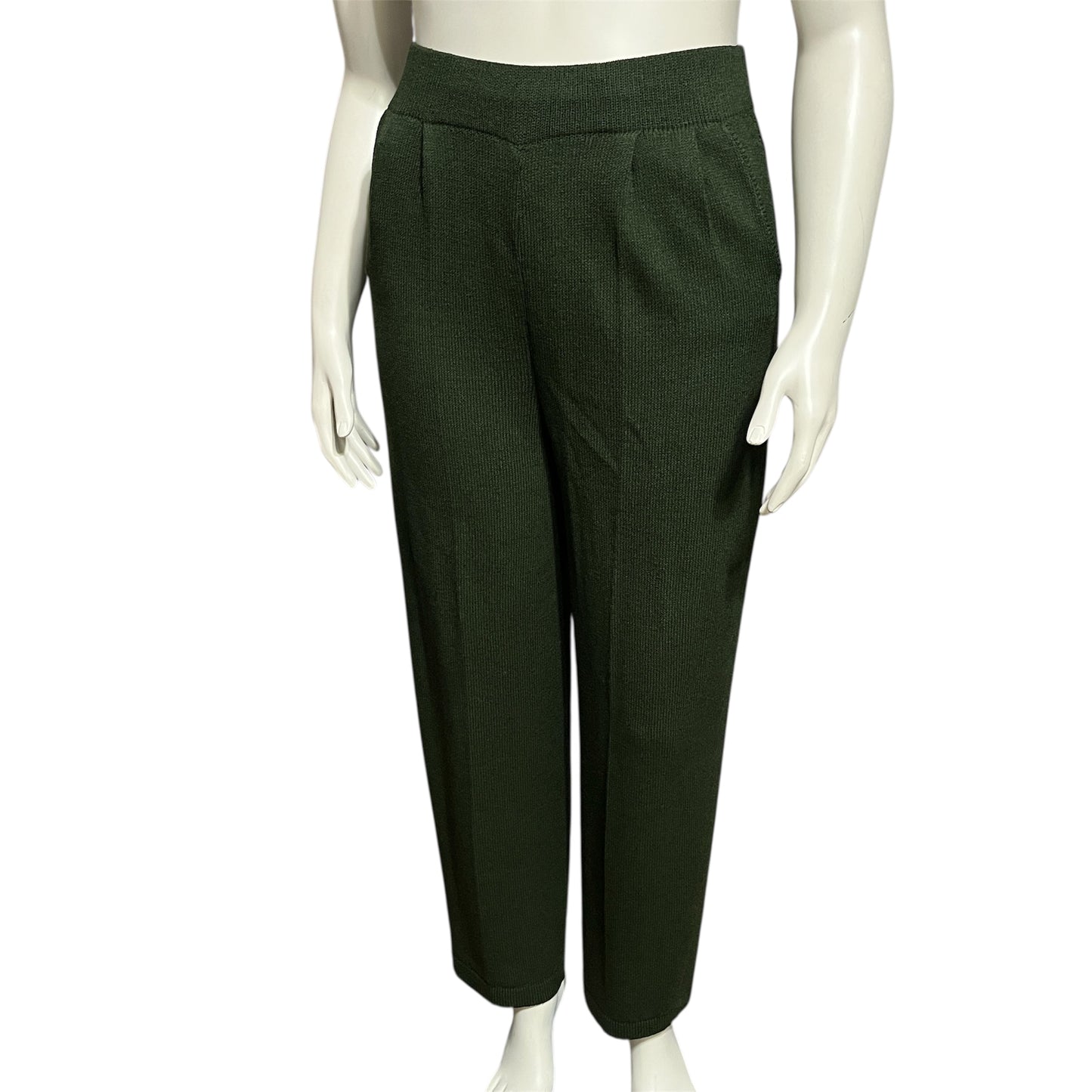 St. John Green Santana Knit Pleated Pants Sz-12