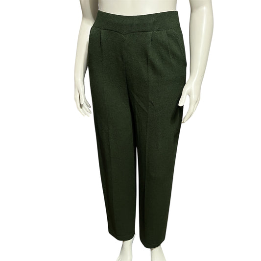 St. John Green Santana Knit Pleated Pants Sz-12