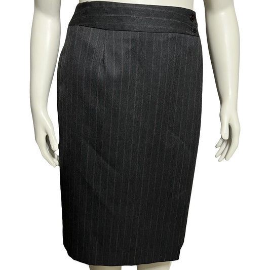 Jennifer & Grace 100% Wool Striped Career Wrap Pencil Skirt Sz-12