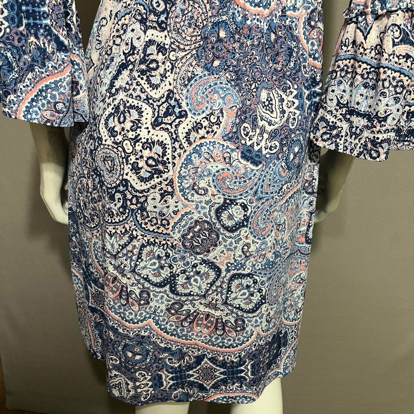 Boston Proper Blue & Pink Paisley Fit N Flare Dress Sz-Xtra Small