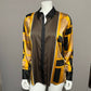 Calvin Klein Geometric Gold & Black Satin Blouse Sz-Small