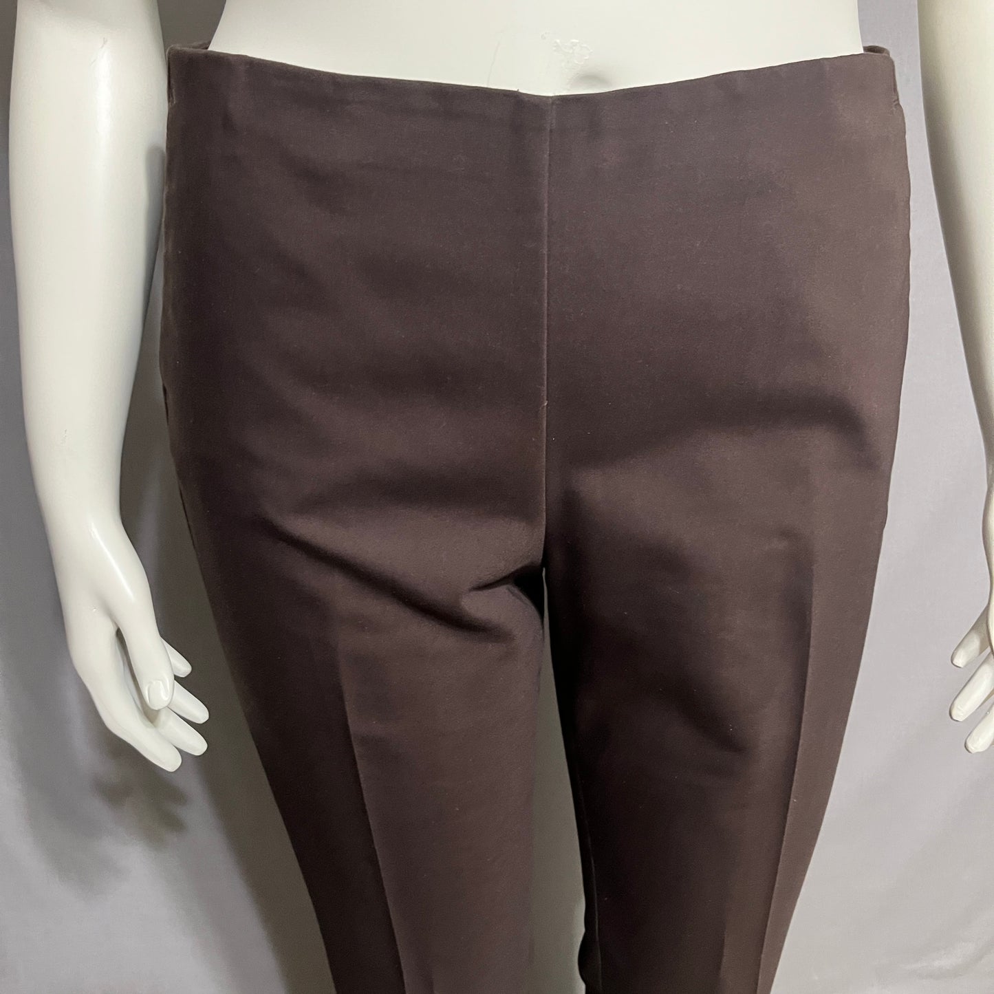 Chico's Dark Brown Pull On Fitted Career Pants Sz-2 Short (Large)