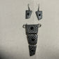 Silver Earrings & Pendant Textured Jewelry Set