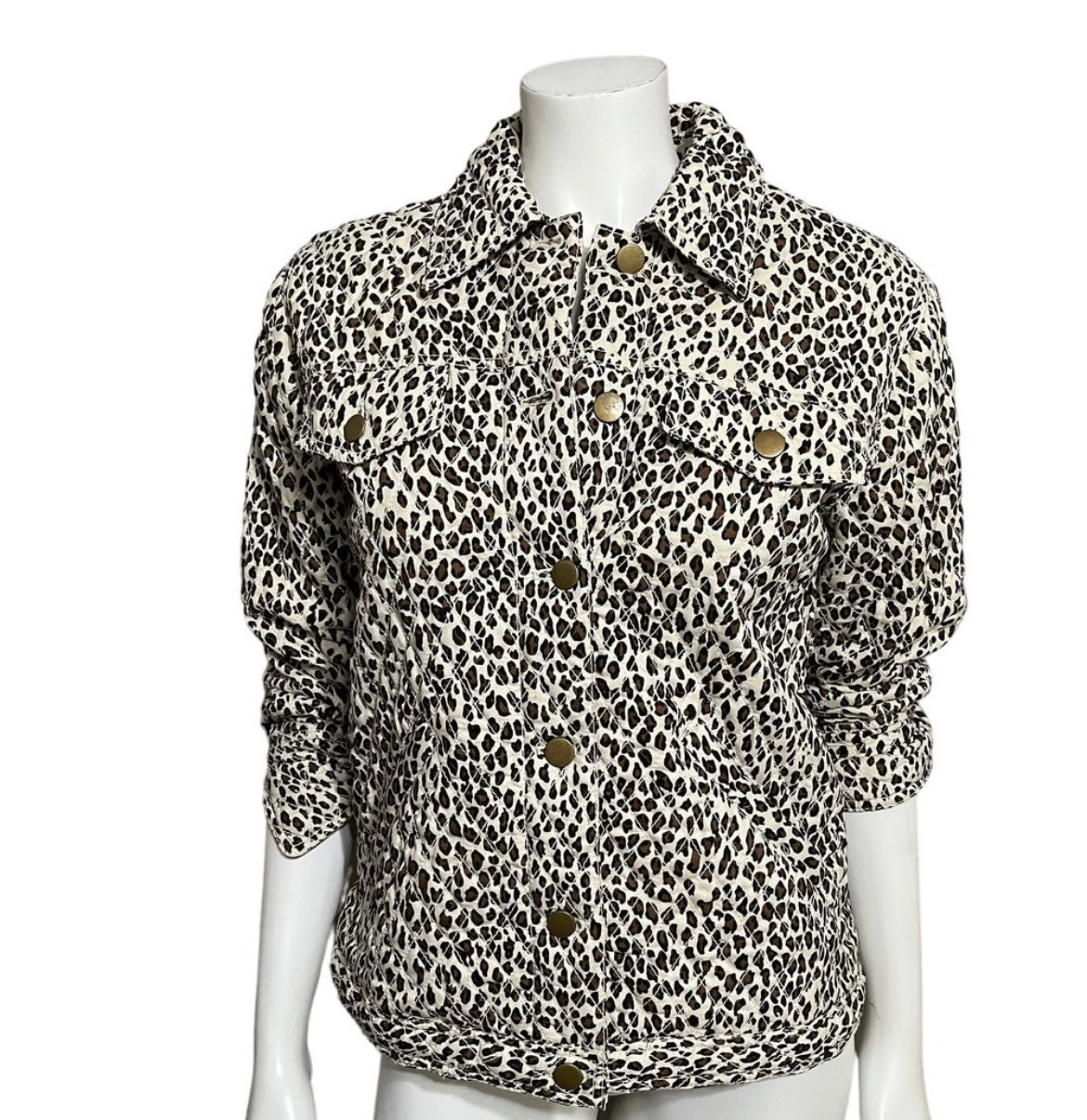Coldwater Creek 100% Silk Leopard Print Quilted Jacket Sz-Small Petite