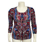 Talbots Women’s Cardigan 100% Merino Wool Paisley Print Sz-Medium