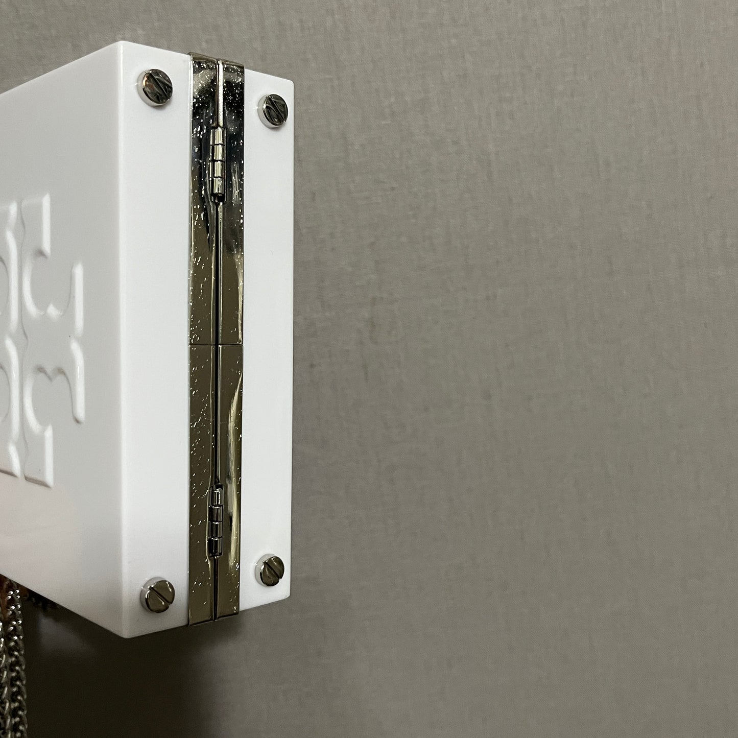 Tory Burch White Acrylic Silver Chain Evening Bag