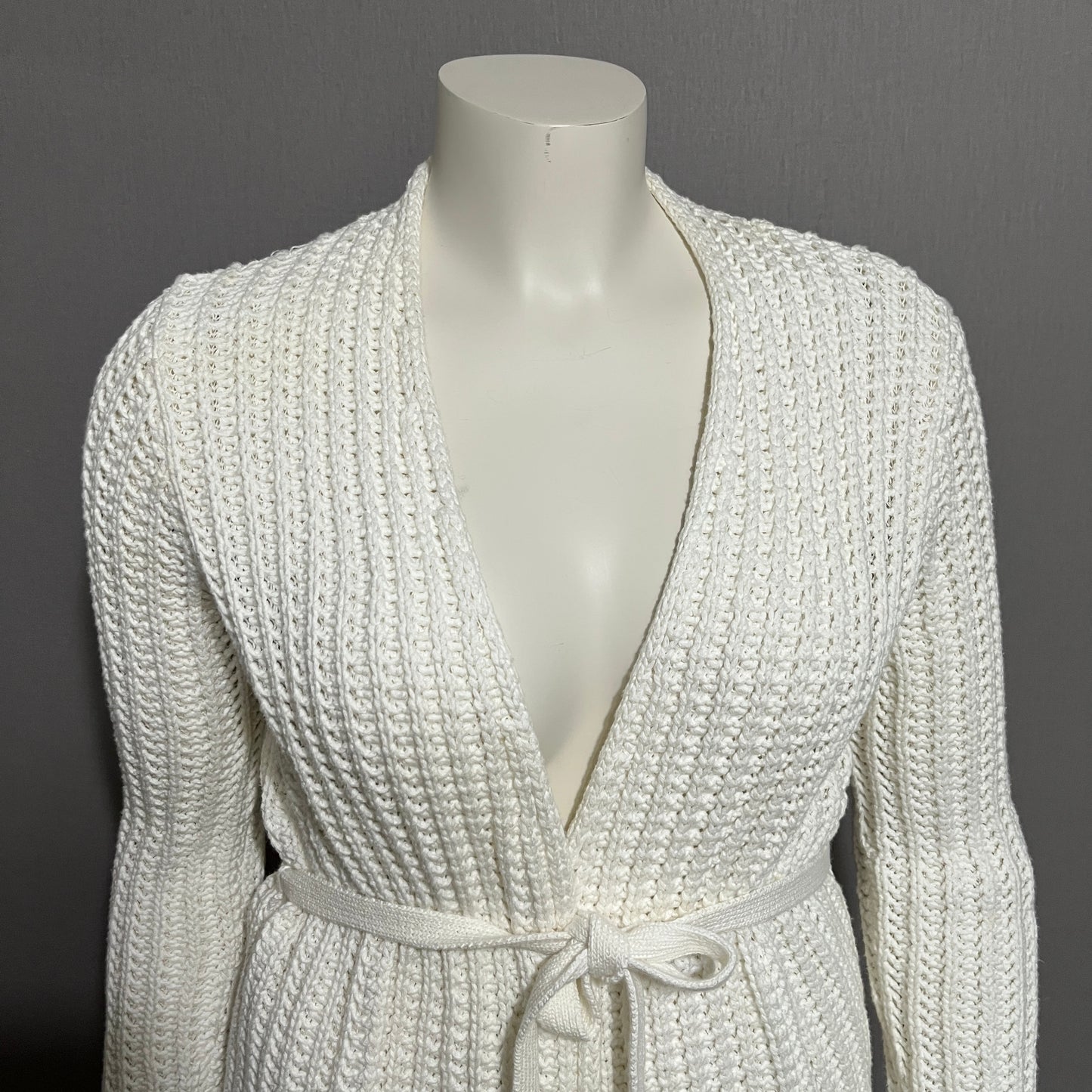 Jones New York Cream Tie Waist Open Cardigan Sweater Sz-Medium