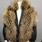 Vintage Raccoon Fur Chocolate Leather Bomber Jacket Sz-Small/Medium