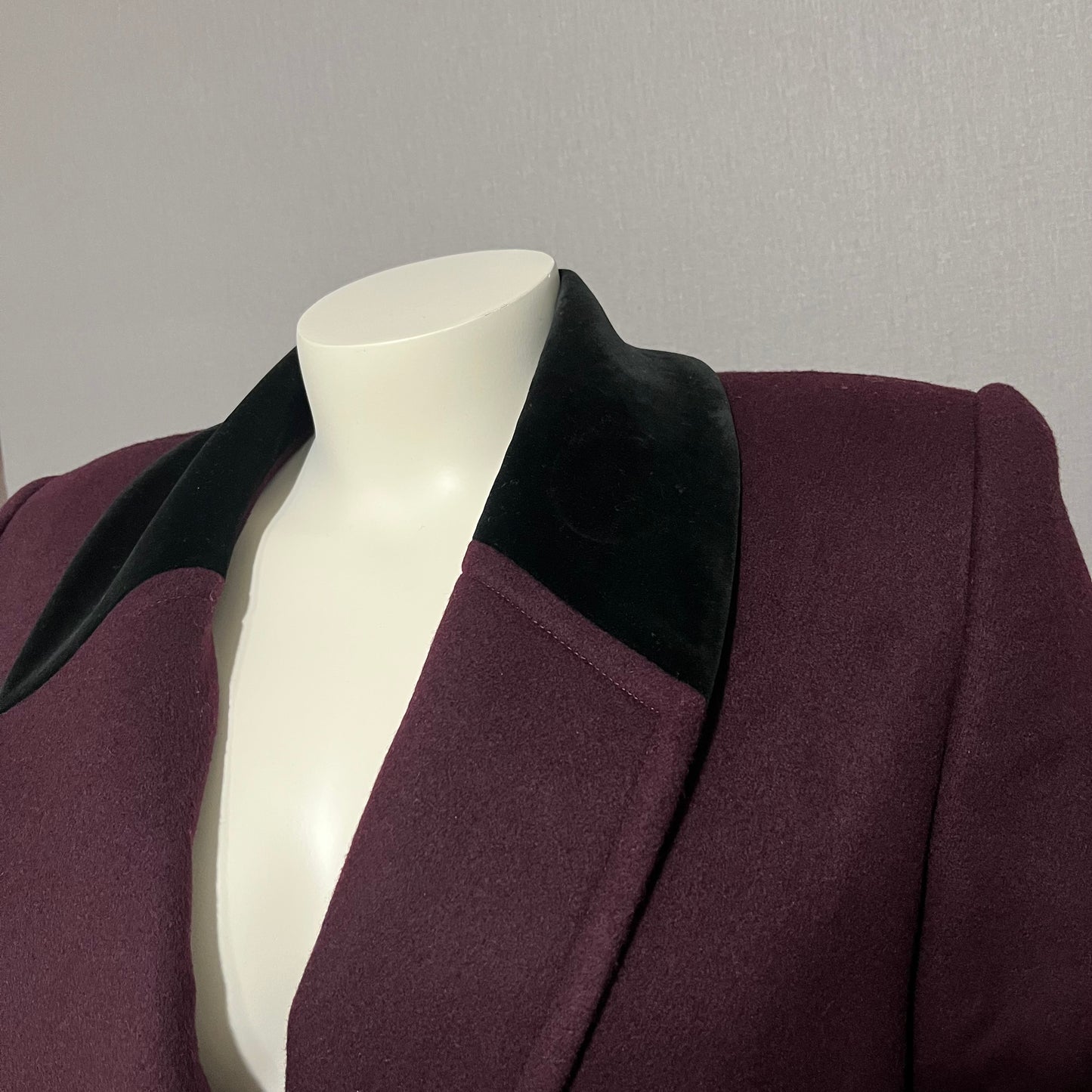 Jones New York Wool Plum With Velvet Collar Coat Sz-XL
